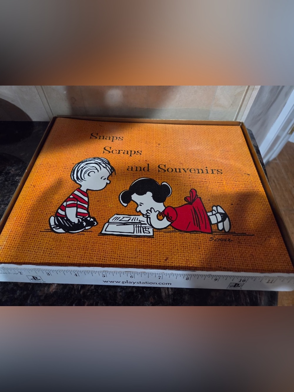 Vintage Peanuts Illustration scrap book Cover in Orange, Red, Black
